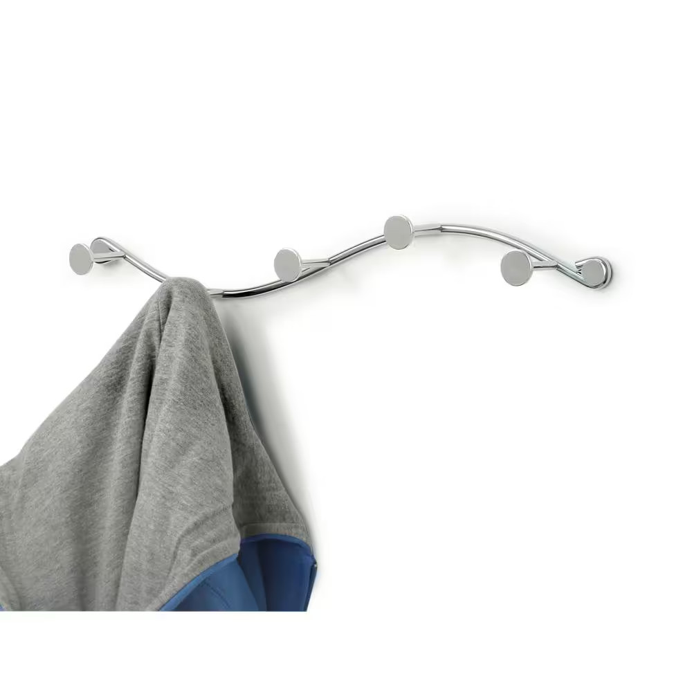 Sweep 5-Hook Single Wall Mount Rack in Chrome