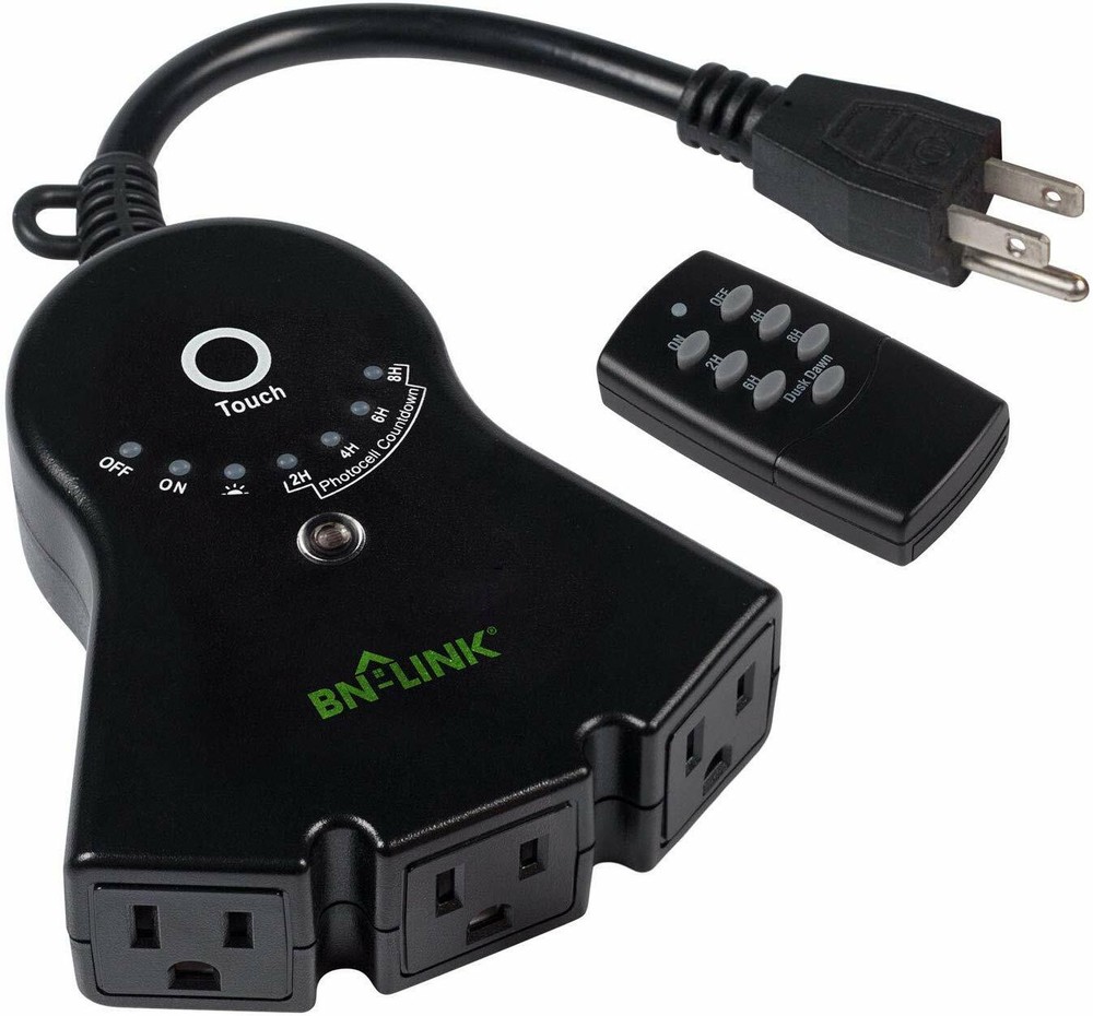 BN- LINK Outdoor Timer With Remote Photocell Light Sensor 2 4 6 8 hour Countdown
