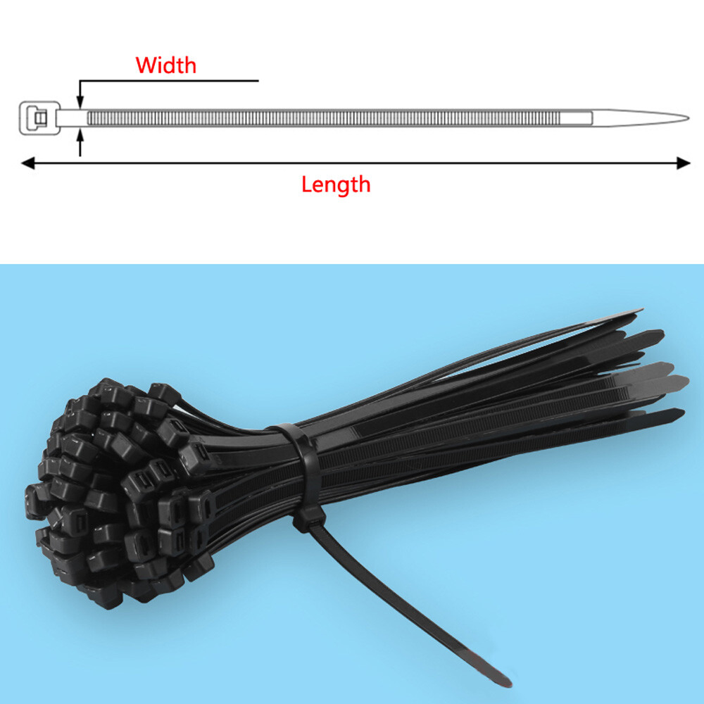 Nylon Plastic Cable Ties Zip Self-Locking Wraps Tie Various sizes White/Black