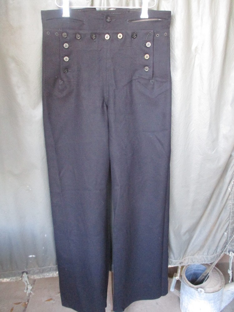 WWII USN, Navy Blue Wool Crackerjack Jumper Pants, size 32