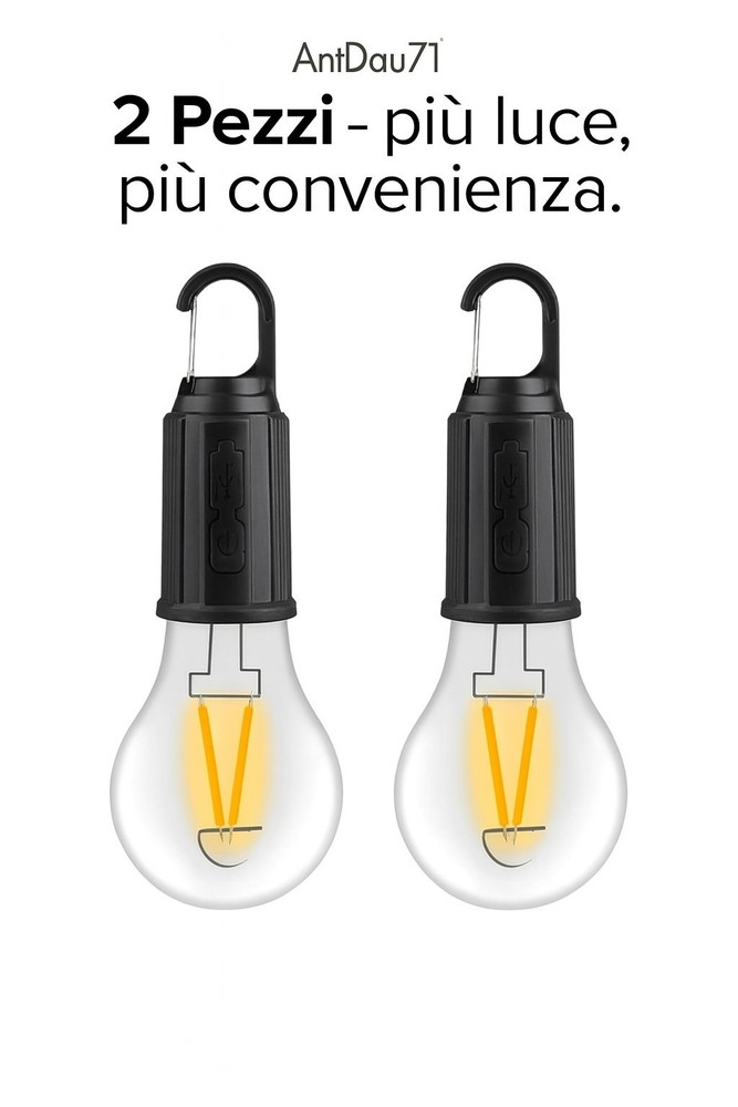 AntDau71® USB Type-C Rechargeable Bulb 3 Modes for Camping - 2 Pieces