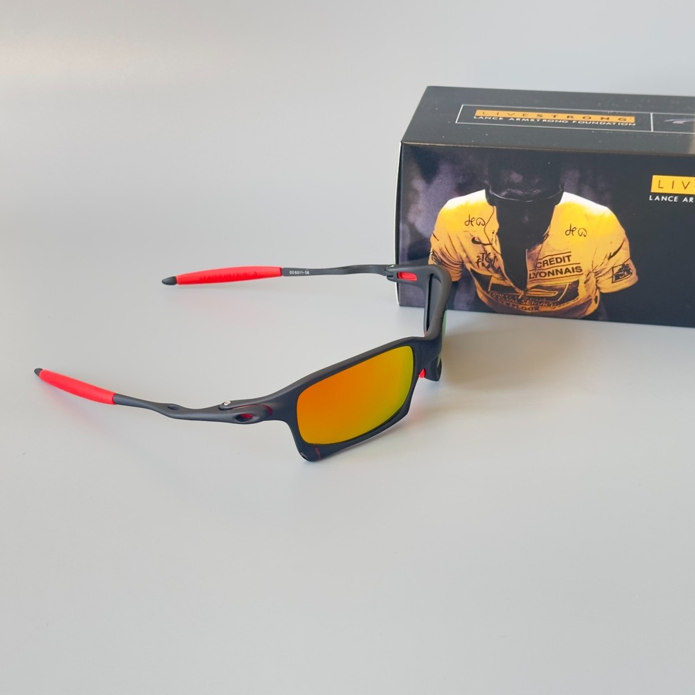 Oakley X-metal Squared Polarized Sunglasses Ruby Lenses/Black Frame
