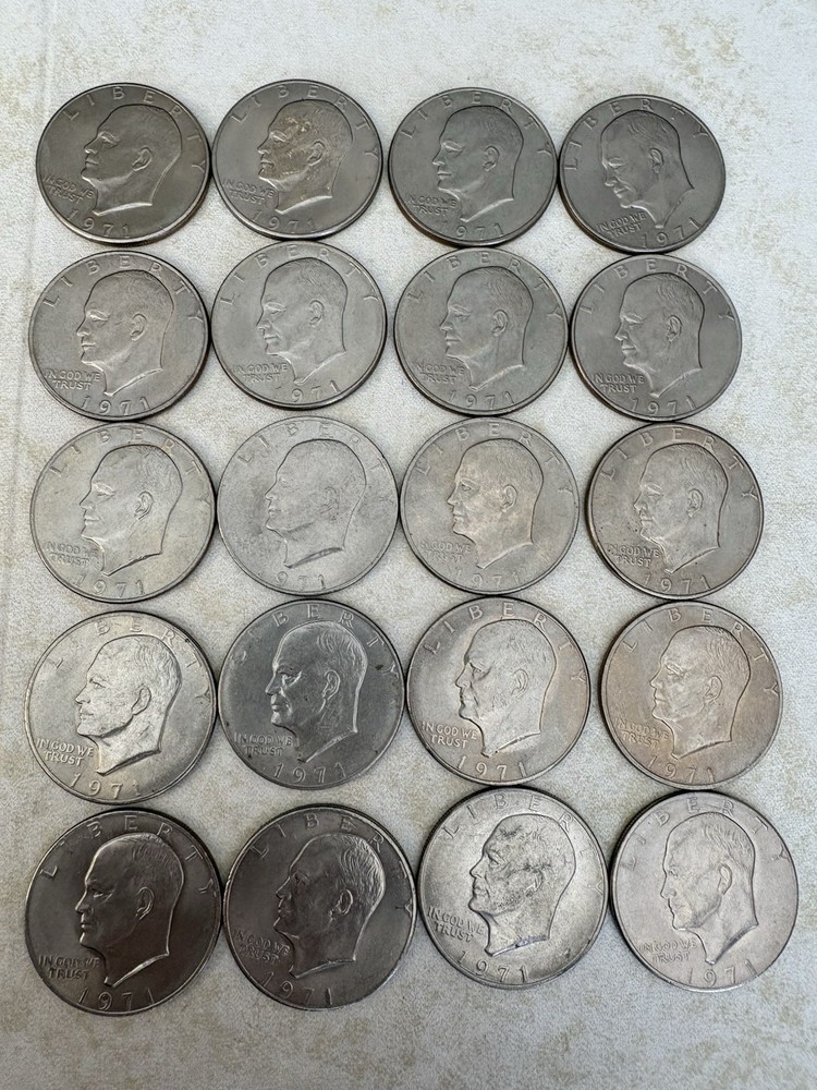 Eisenhower Dollar Roll 1971 Of 20 Coins Circulated
