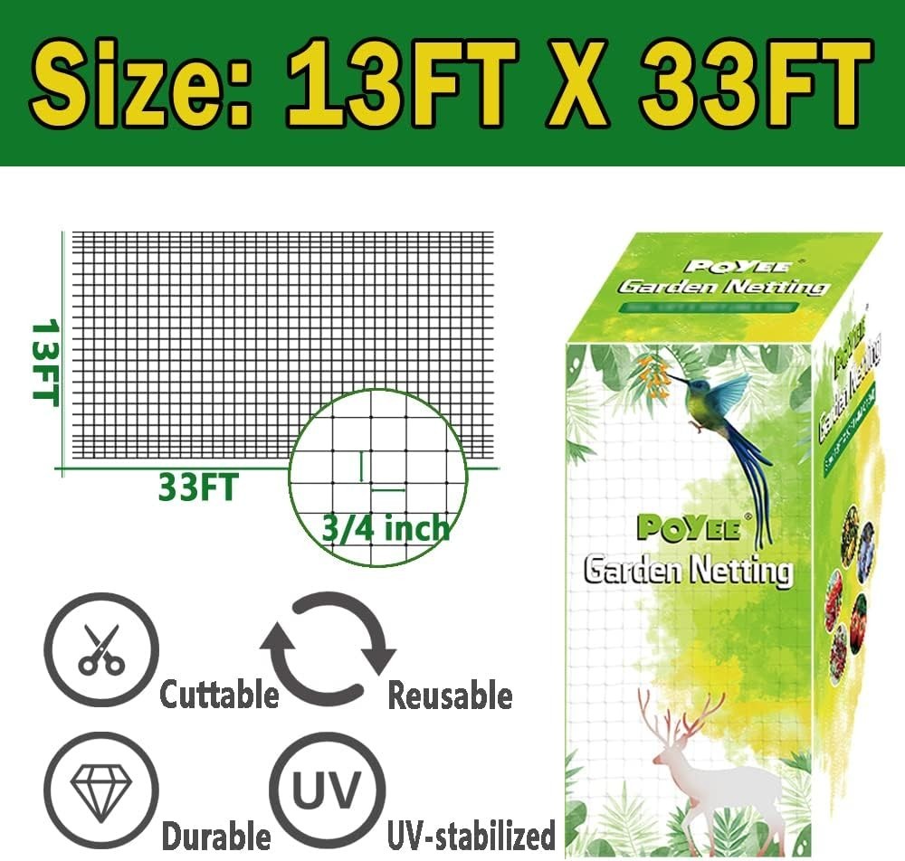 Bird Netting Garden Protect Fruit Trees Vegetables Squirrels Rabbits Deer