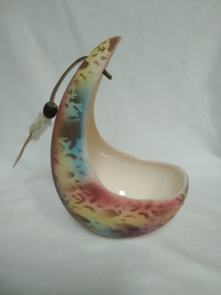 VTG HALF MOON SOUTHWEST POTTERY/CERAMIC HAND PAINTED PLANTER/DECOR