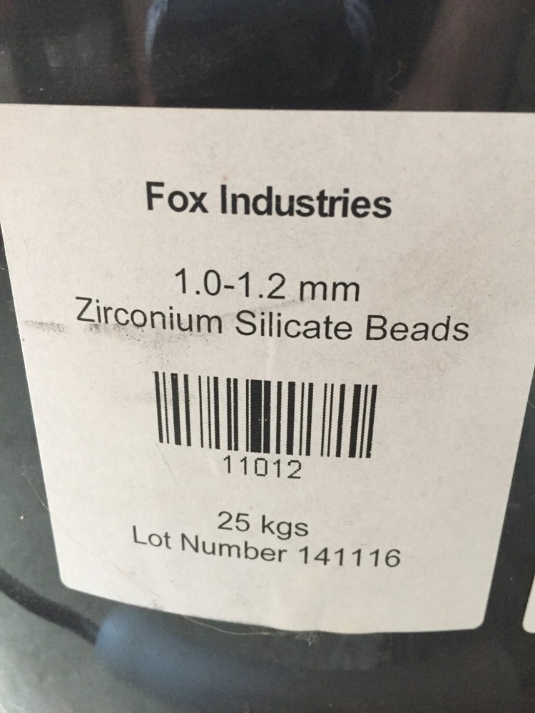 ZIRCONIUM SILICATE BEADS- 1.0MM to 1.2MM SIZE - 55LB
