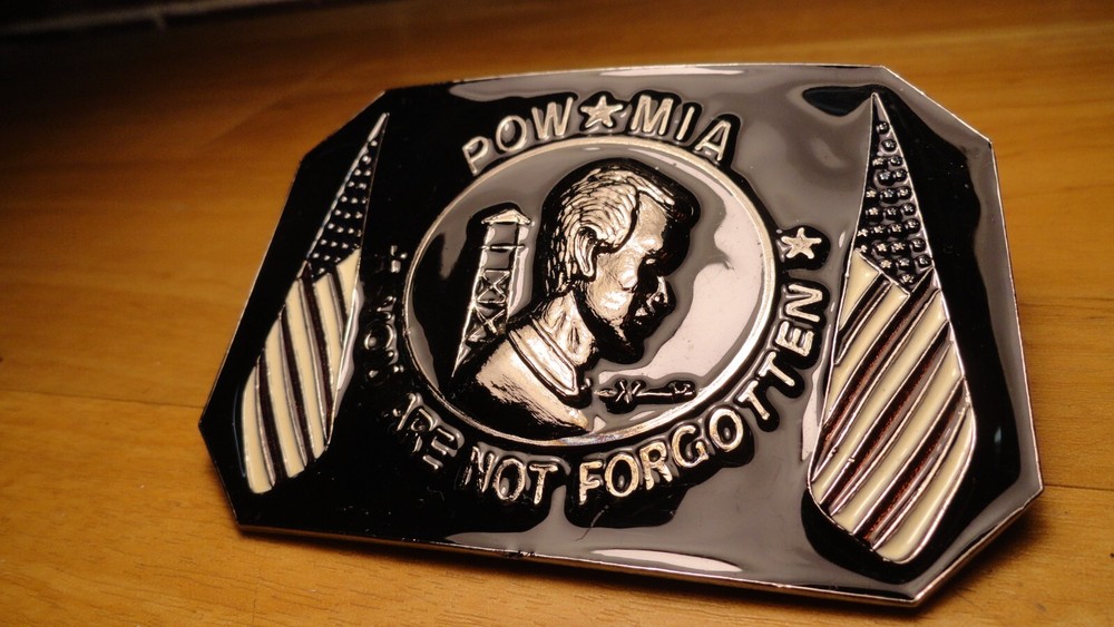 Belt Buckle POW - MIA in black
