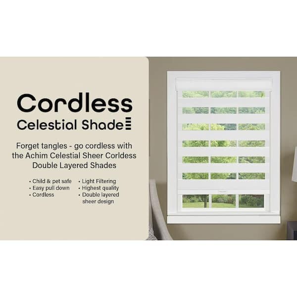 Achim Celestial White Cordless Light Filtering Double Layered Roller Shade