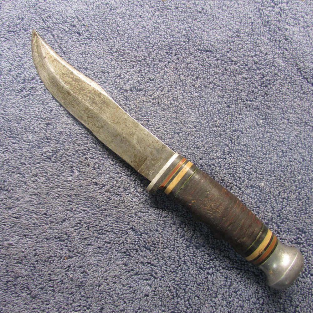 Hollinger Fixed Blade Knife  Leather Handle / 5'' 1/2 Blade