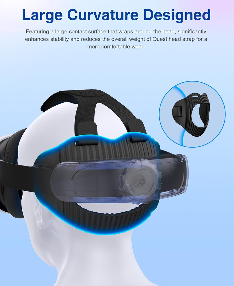Upgraded Comfort Head Strap for Meta Quest 3/3S/Quest 2 - Adjustable Elite Strap