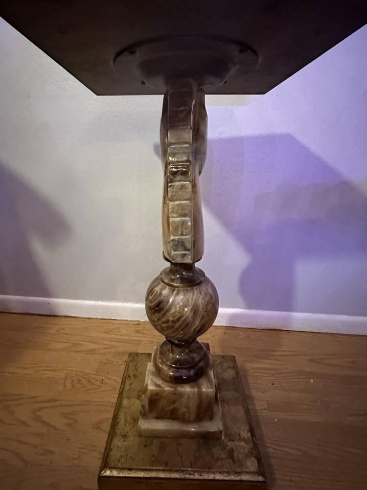 Vintage Chest Table Set Marble Onyx Stand Large Knight