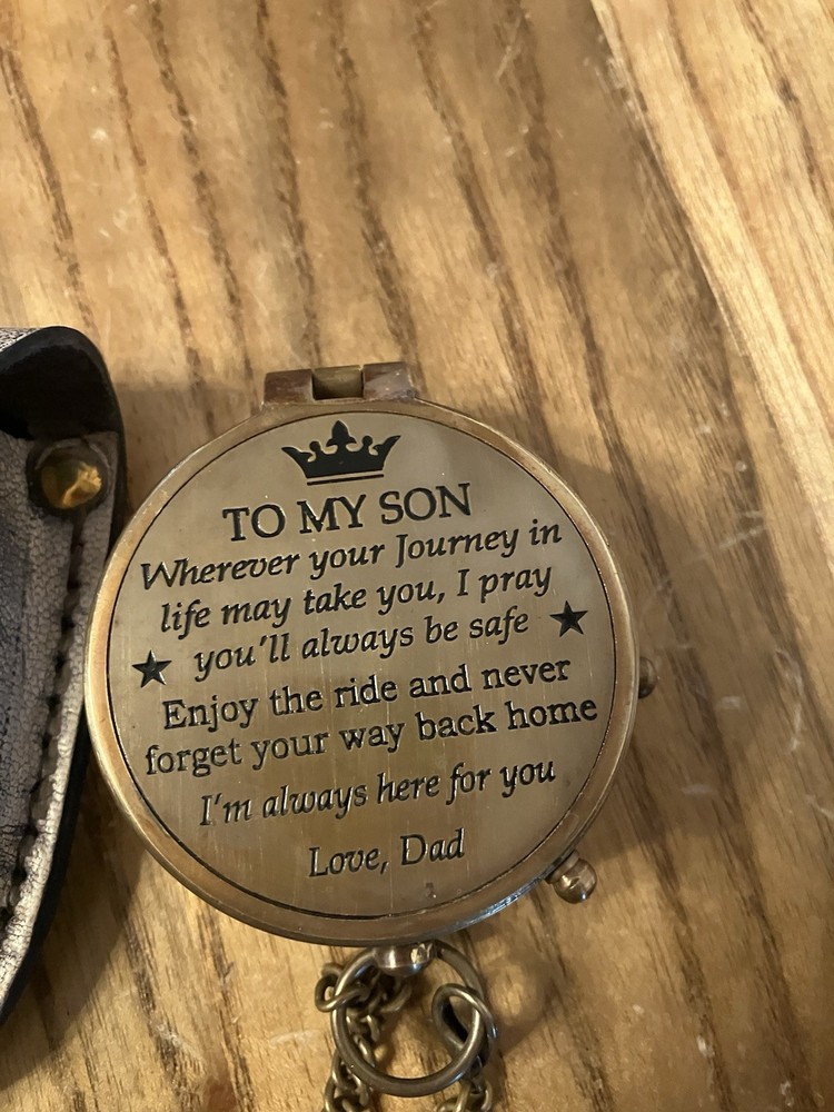 Brass Pocket Compass Engraved To Son Love Dad