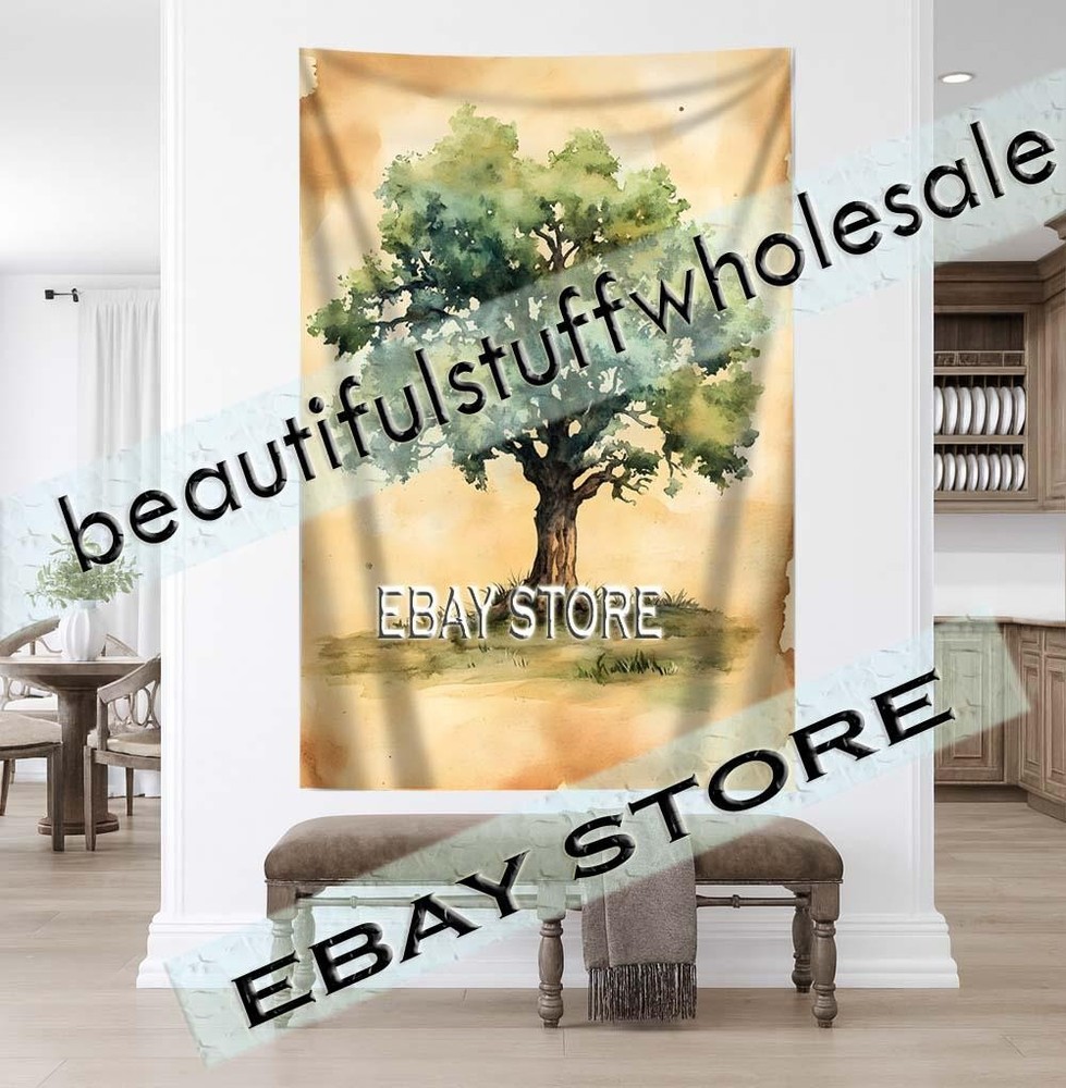 Single Tree Tapestry Nature Study minimal forest art backdrop 59X82 in