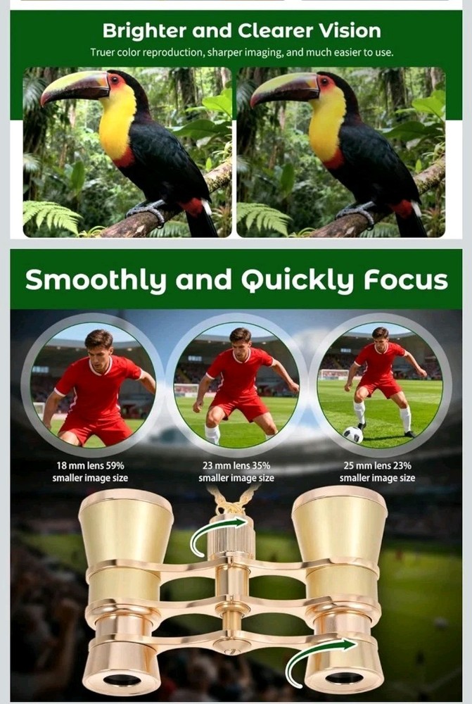 3X25 Binoculars Low-Light Vision Telescope Compact High Definition Open Box New.