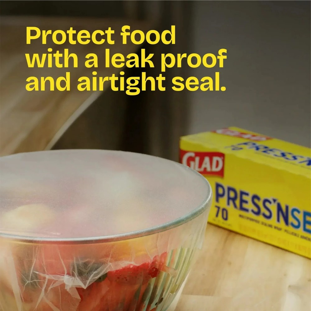 Glad Press'n Seal Plastic Food Wrap, 100 sq ft Roll