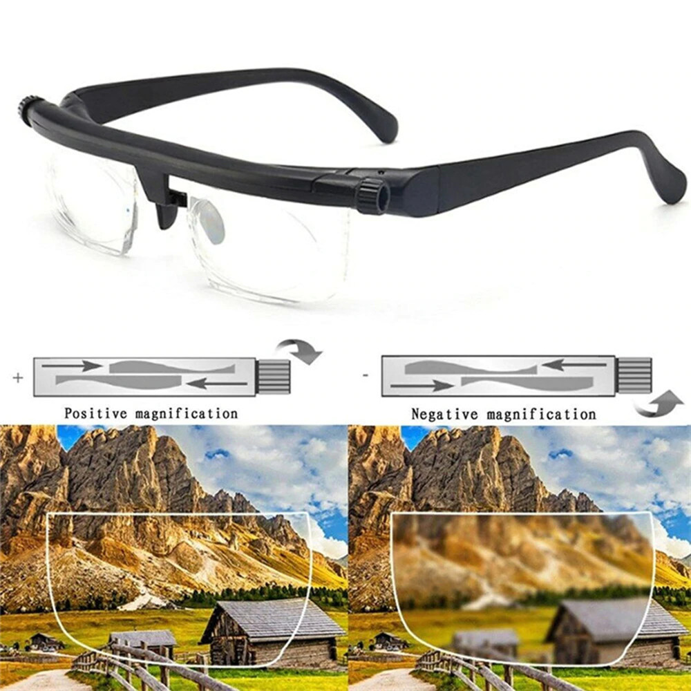 Dial Adjustable Glasses Variable Focus For Reading Distance Vision Eyeglasses ne