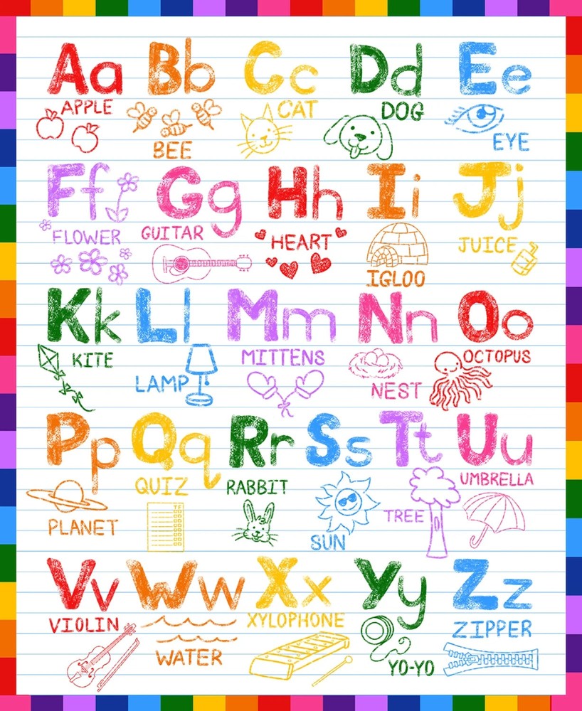 Color My World Alphabet Panel 36" x 44" Blank Textiles