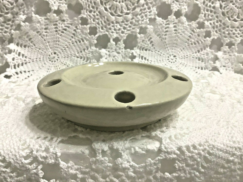 Flower Frog Unsigned Ceramic 4" diameter Cream Colored