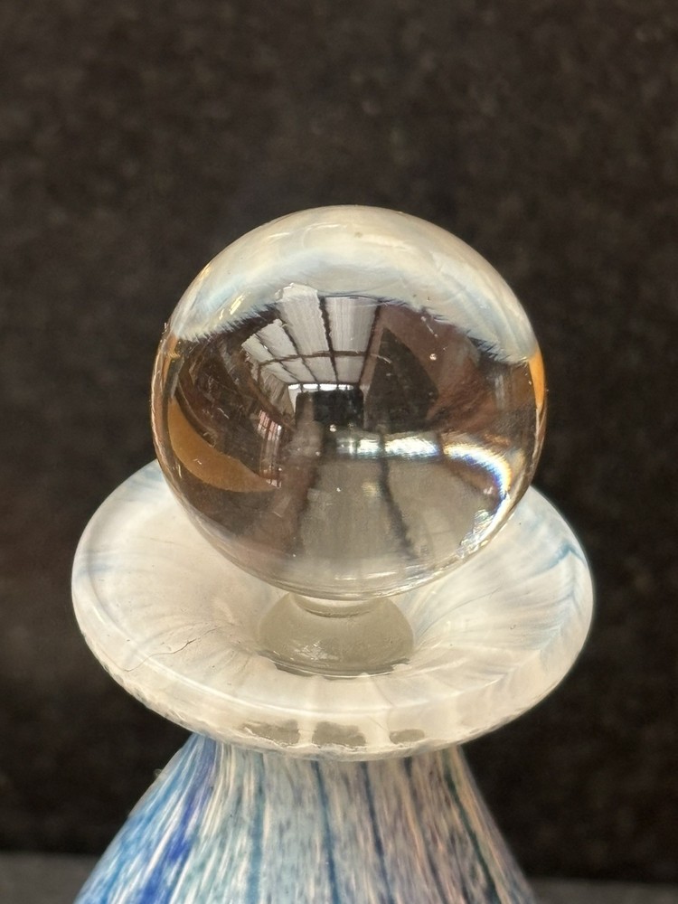 REDUCED GOZO Glass Perfume Scent Bottle Ocean Pattern Signed