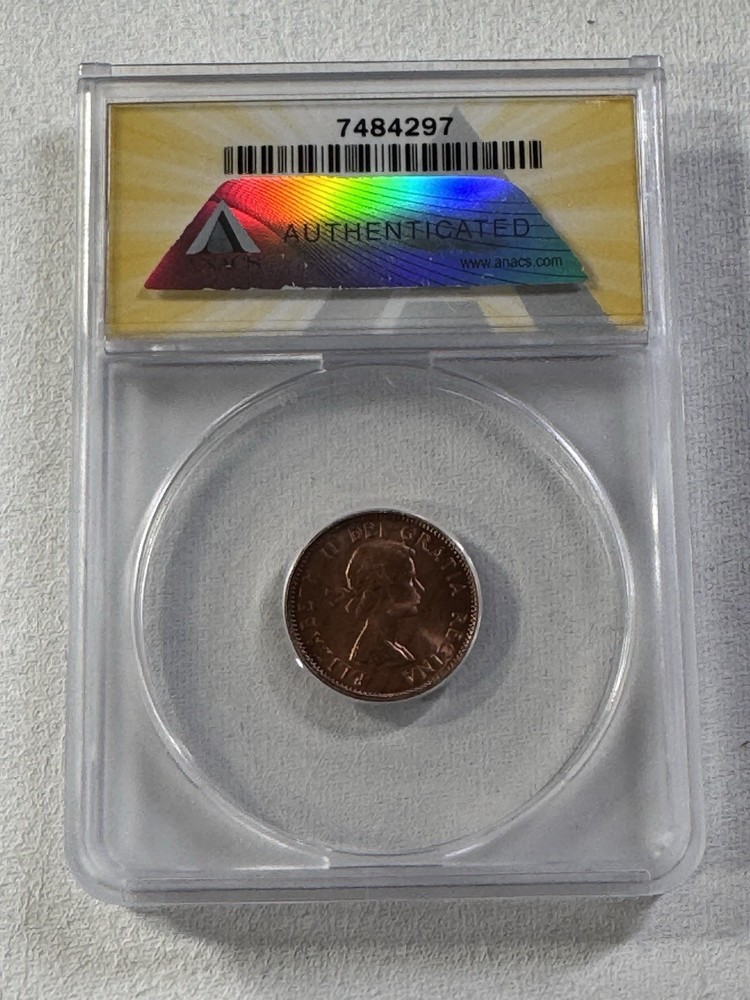 1957 Canada 1 Cent Graded MS 65 RD by ANACS