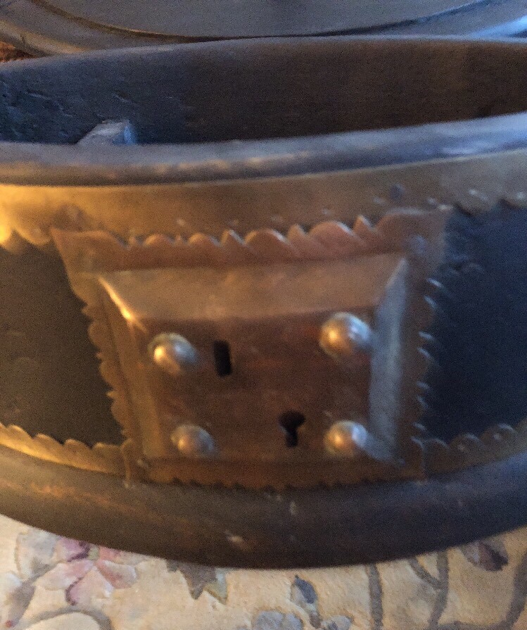 Unique Antique Wood & Brass Lock Trunk