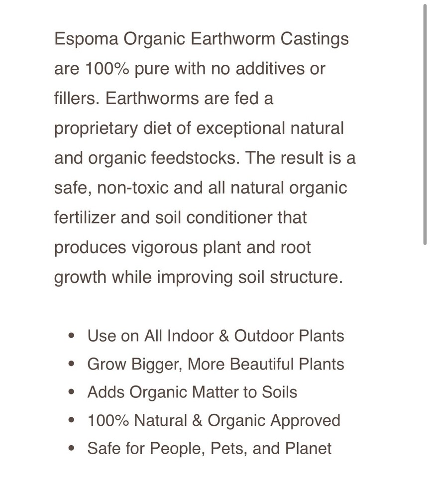 Espoma Organic Earthworm Castings 4 Quart