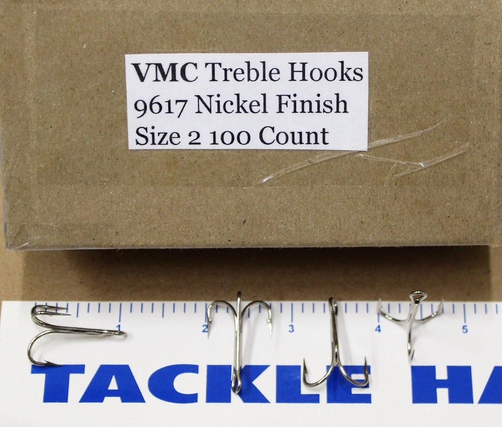 VMC 9617 Treble Size 2 Fish Hook Nickel Finish 100 Count Box