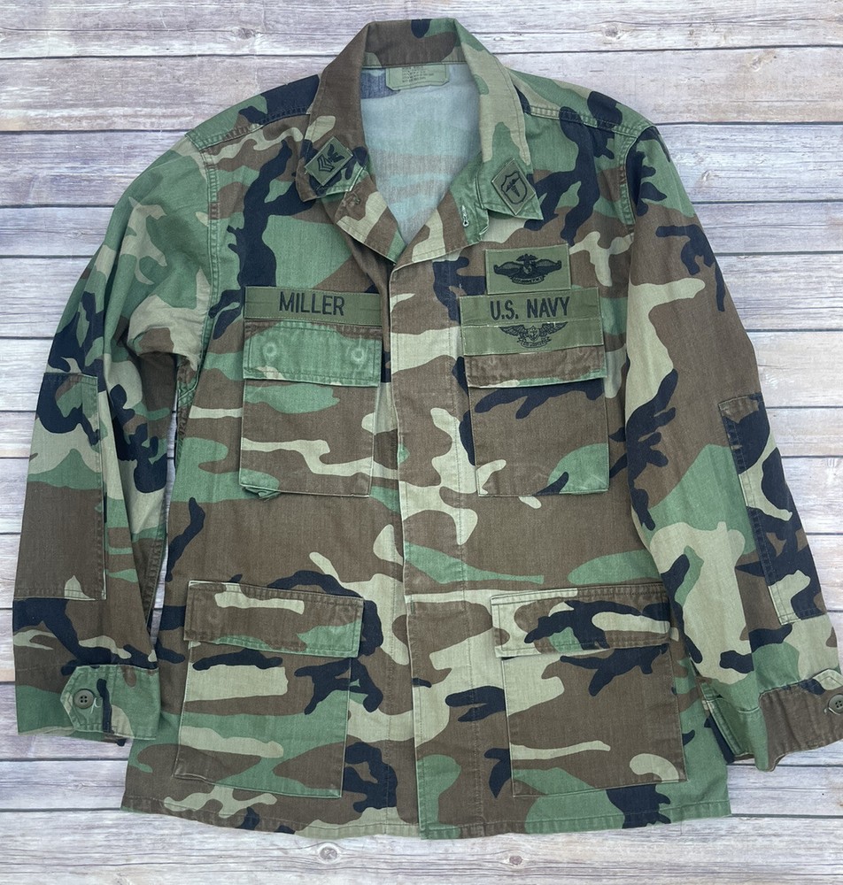 US Navy Camo Shirt Jacket Size Medium Regular Vintage *Please Read*