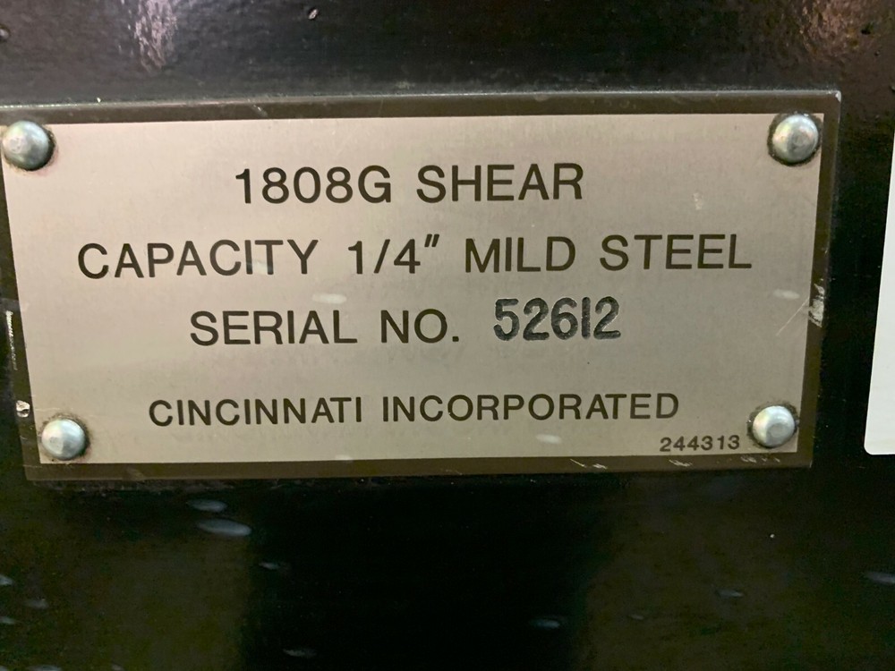 8' x 1/4" CINCINNATI MECHANICAL SHEAR