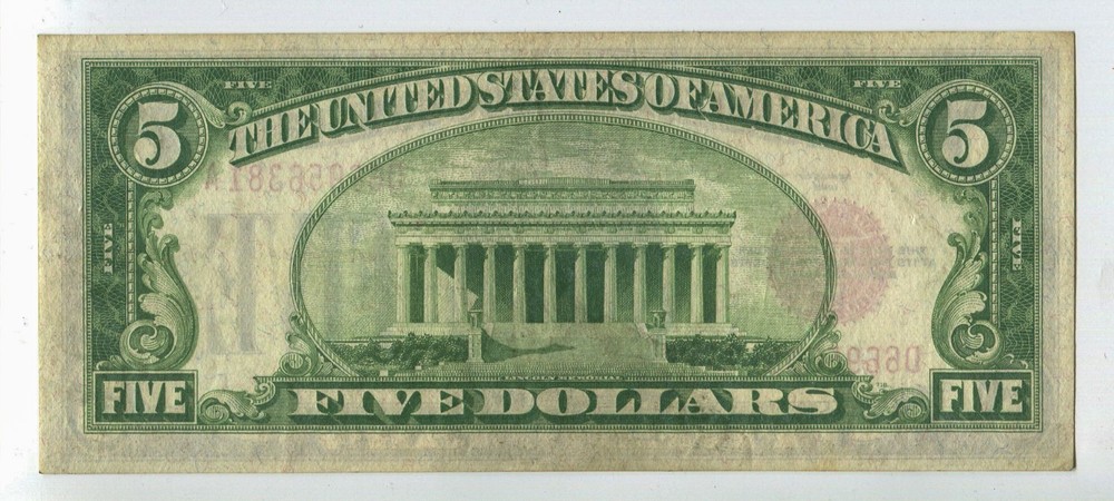 1928-B $5 Red Seal US Note XF SM328