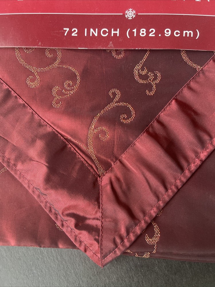NWT Twinkle Scroll Doubled Fabric Poly Burgundy Gold 72"x13"