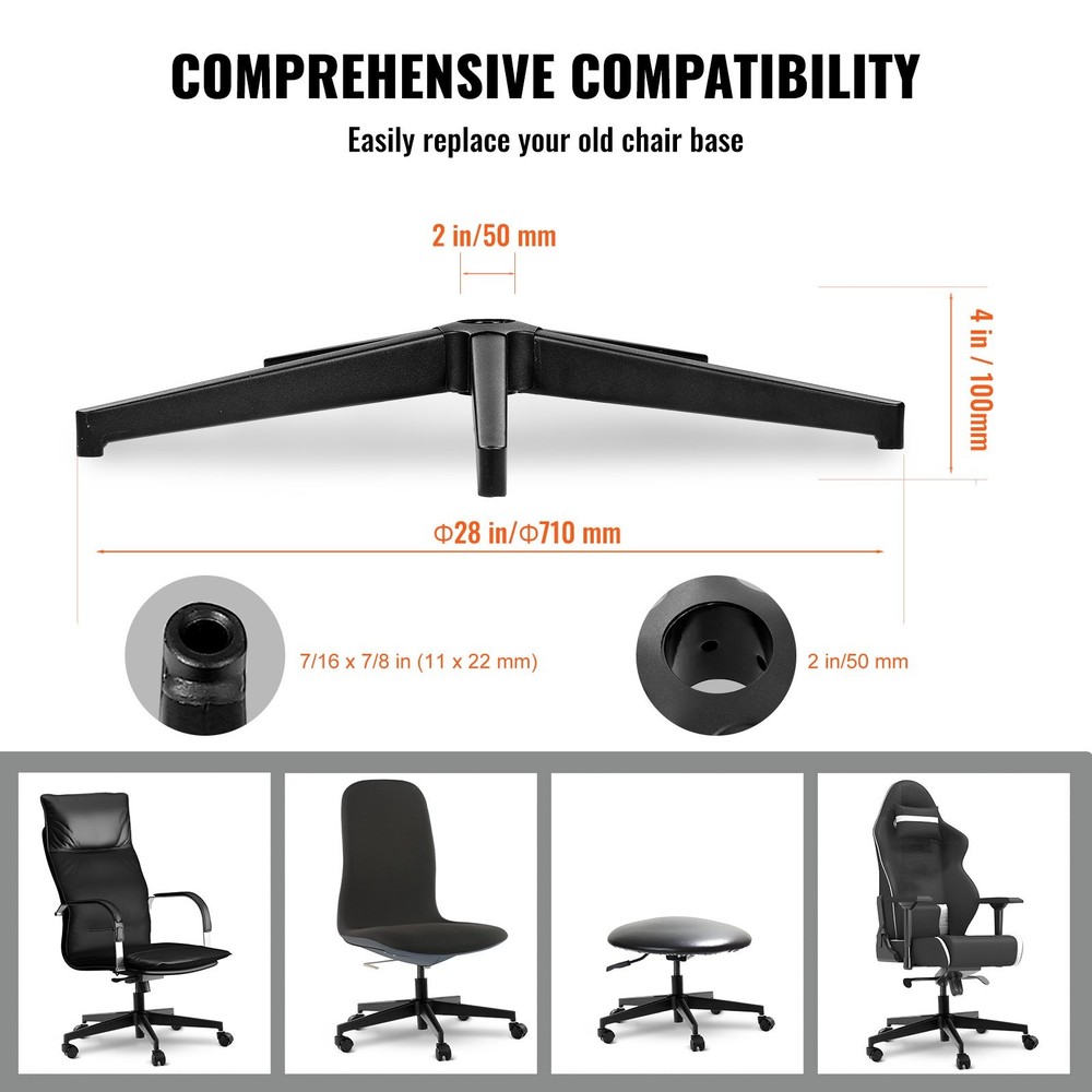 [New]Office Chair Base Replacement, 28", 2500 lbs Static Load Capacity, Heavy Du