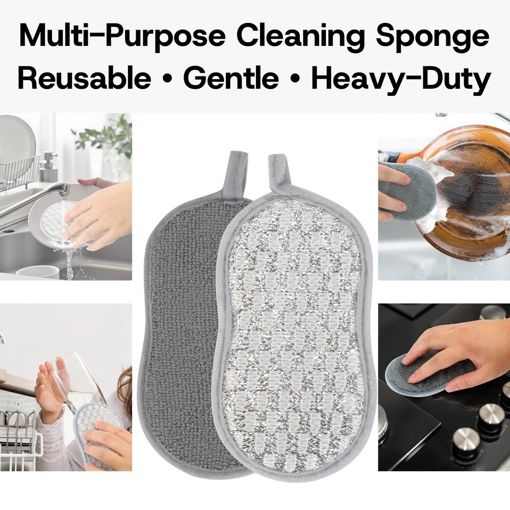 Multi-Purpose Scrub Kitchen Sponges – 12 Pack Dish Sponge, Dual-Sided Non-
