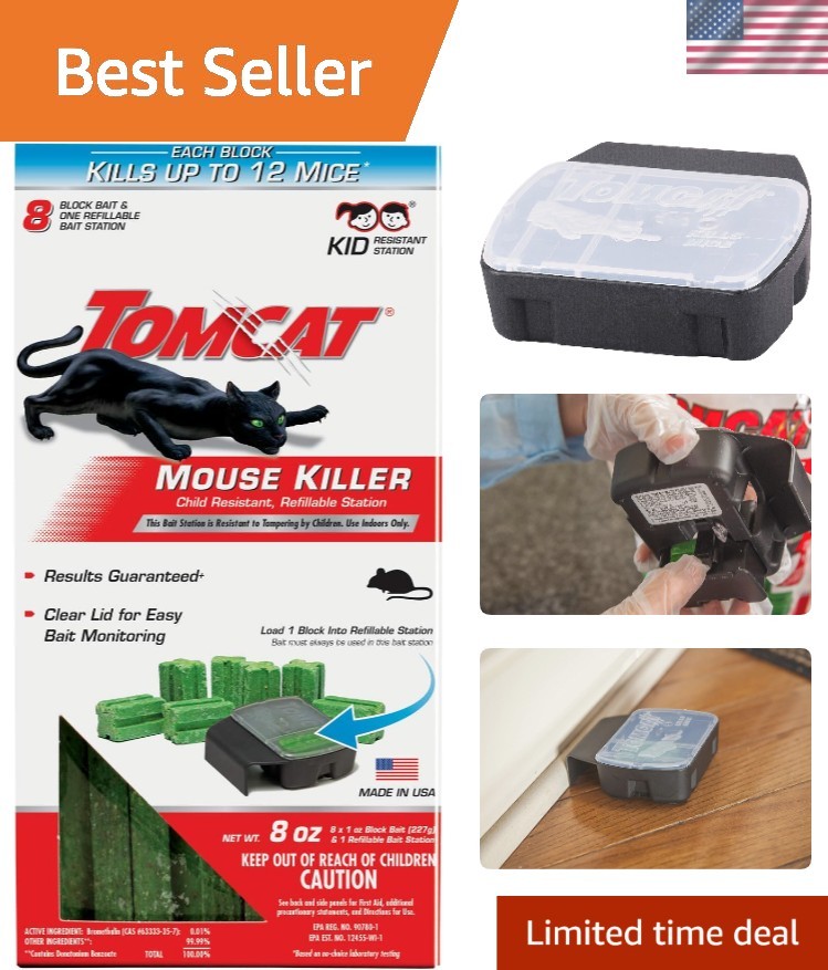 Effective Child-Resistant Mouse Trap - Includes 1 Refillable Station & 8 Refills