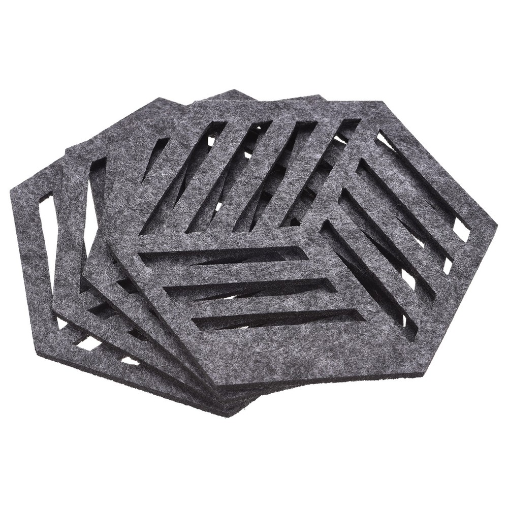 Felt Coasters, 4pcs Hexagonalagon Mat Tampons Coaster, Grey