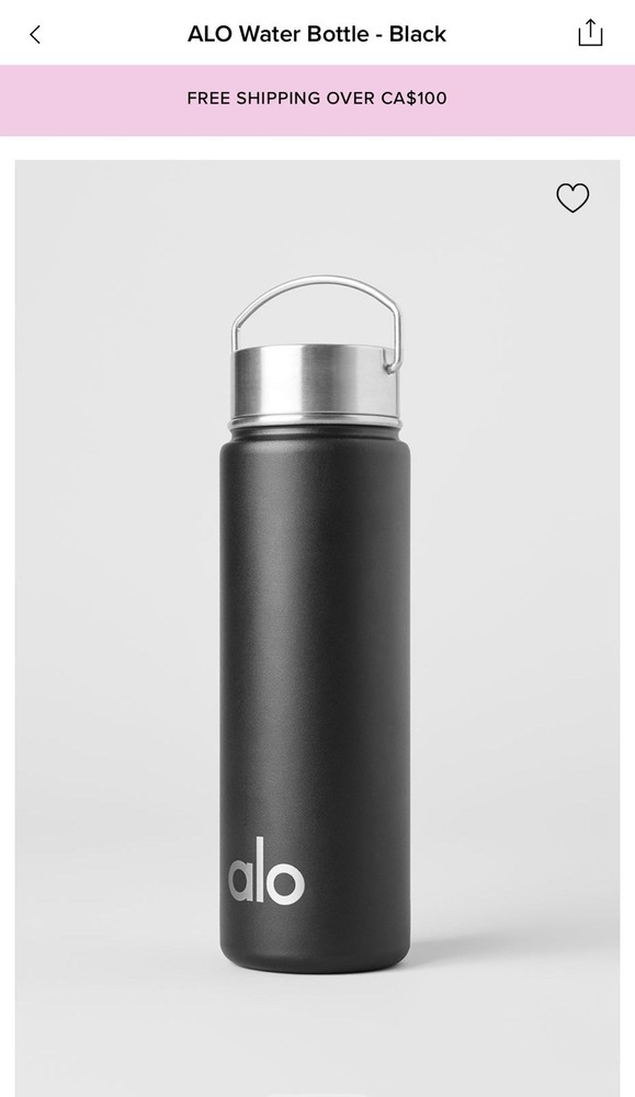 Alo Water Bottle Black NWT