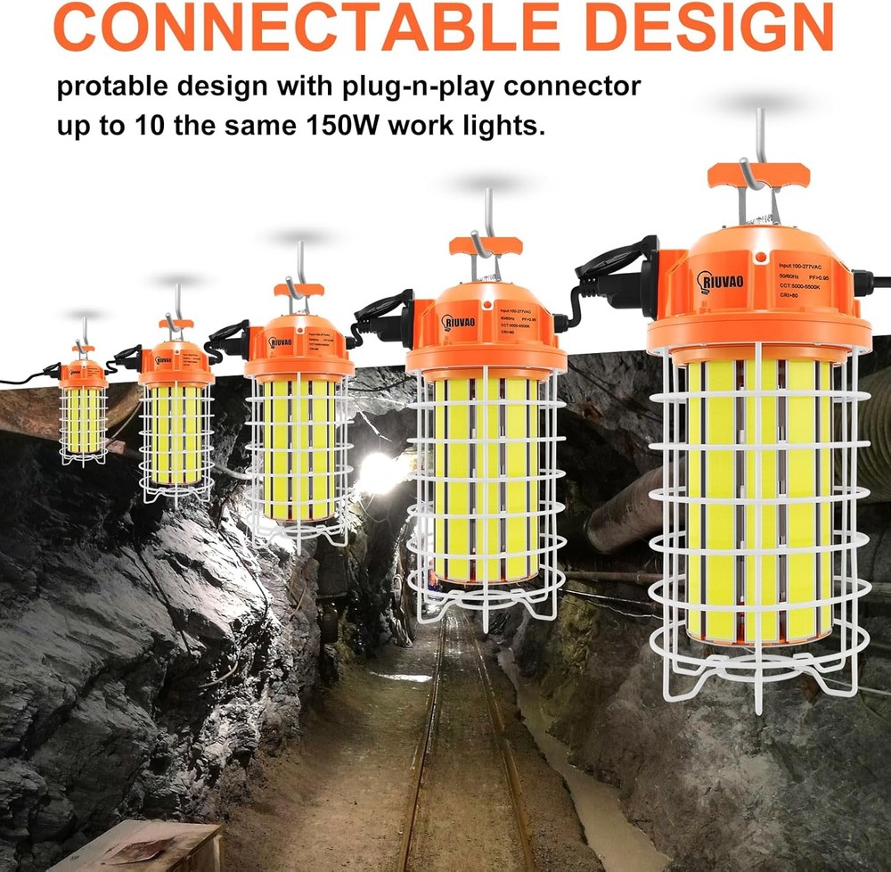 RIUVAO 150W LED Temporary Work Light 27250LM Daylight