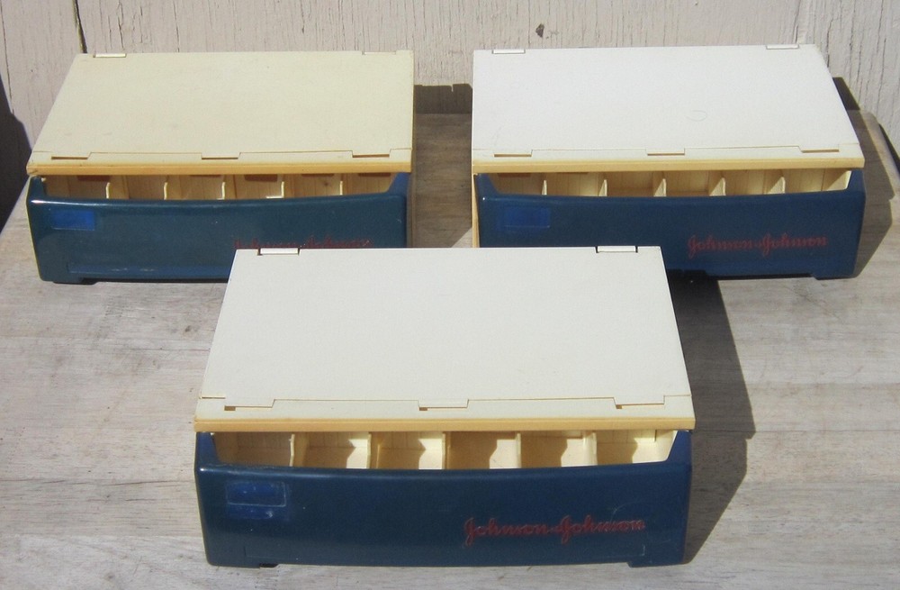Vintage JOHNSON & JOHNSON Stackable STORAGE DRAWERS Medical PARTS BIN Organizer