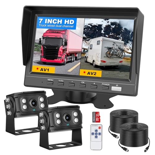 Dual RV Backup Camera 7 Inch 4K Display Screen Loop Recording Voice Control