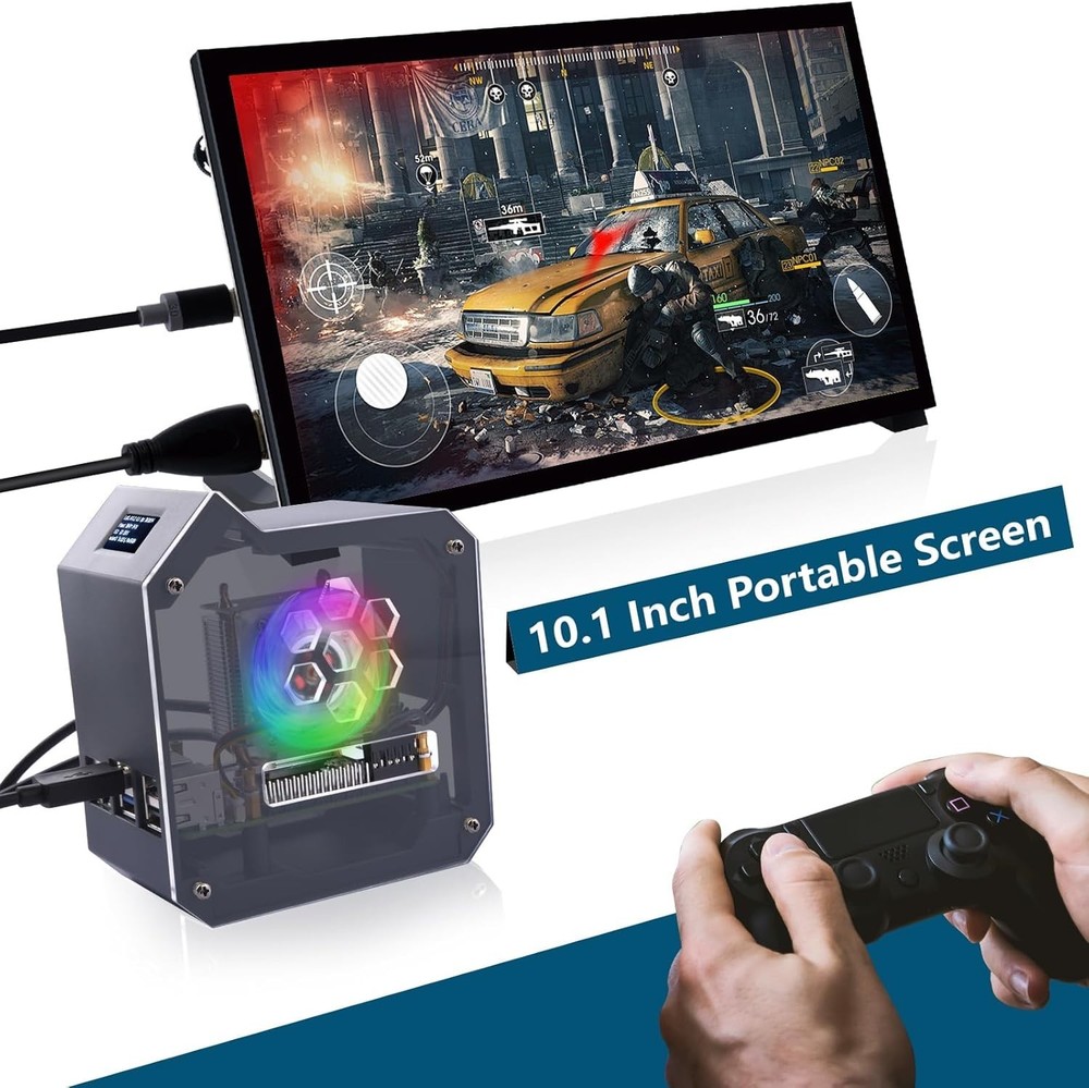 Mini Tower Kit for Raspberry Pi 5, Case with ICE Tower Cooler, 0.96'' OLED Mo...