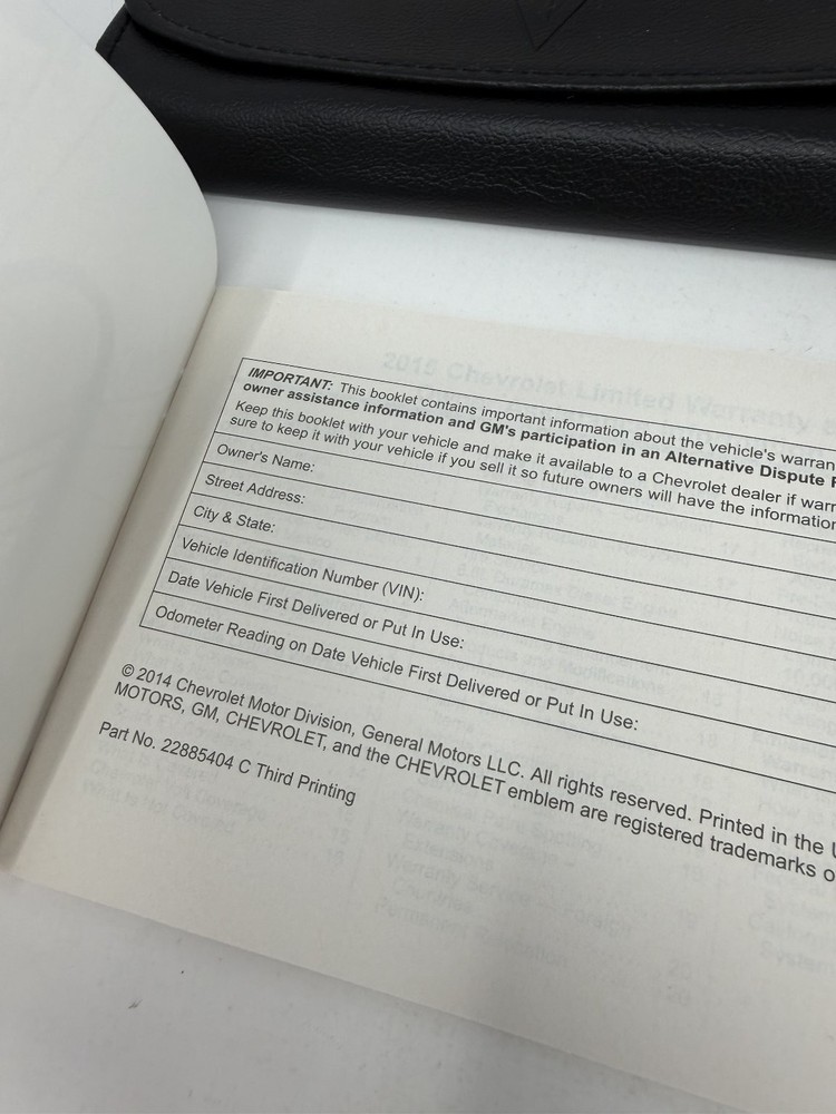 2015 Chevrolet Corvette Owners Manual OEM Set