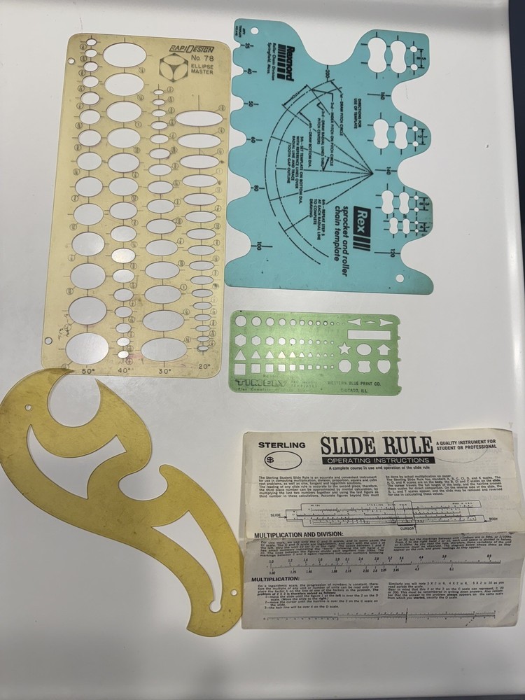 VNTG RapiDesign No. 78 Ellipse Master Template /3 Templates , 1 drafting ruler