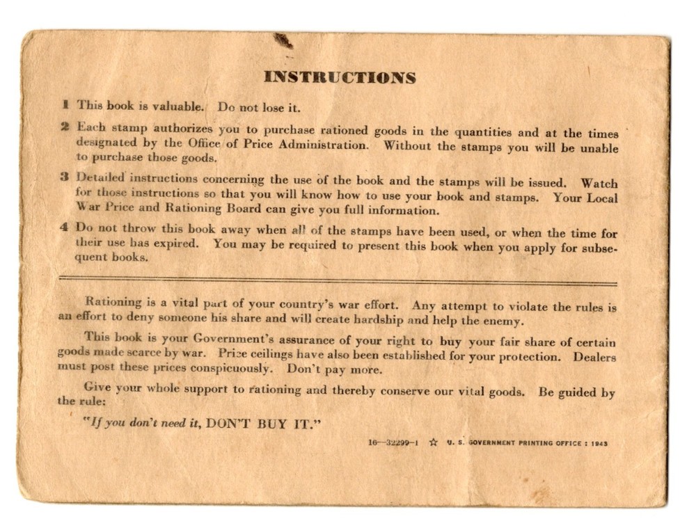C1940s - WWII War Ration Book No. 3 - XL2W