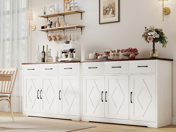 Modern Farmhouse Sideboard Large Capacity Multifunctional Buffet Storage Cabinet