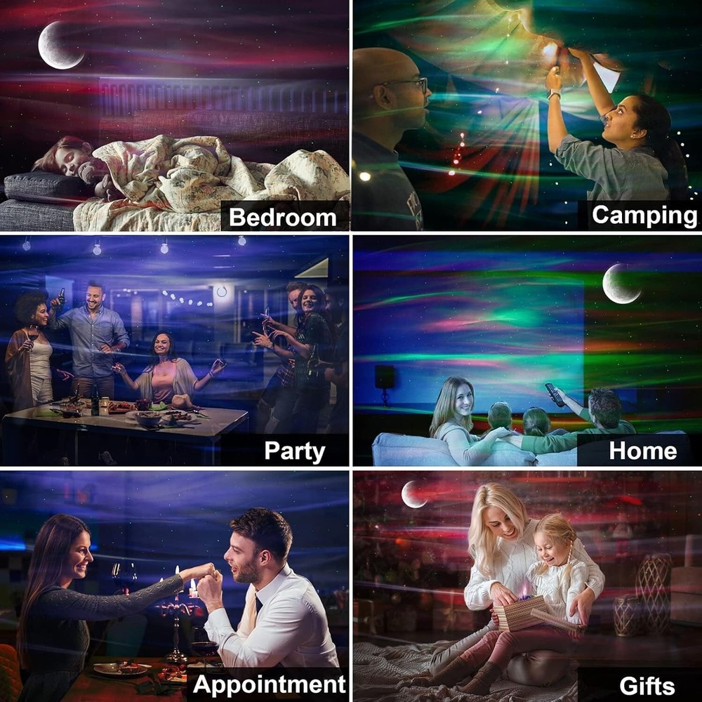 Multi-Color Galaxy Projector with Bluetooth - Dreamlike Night Light for Parties