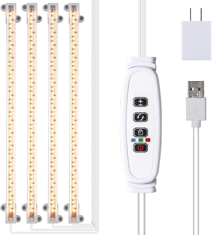 Full Spectrum LED Grow Light Strips with Timer & Dimmable Levels for Plants
