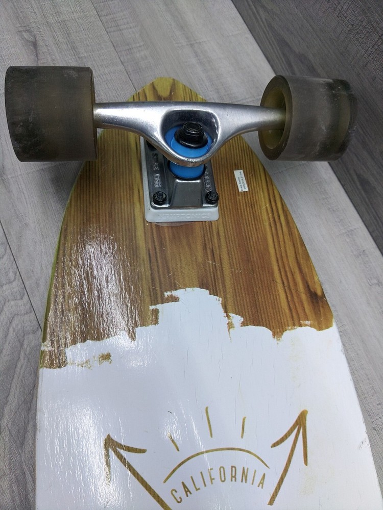 Vintage 32" Graphic Mini Longboard, White Combo Skateboard.