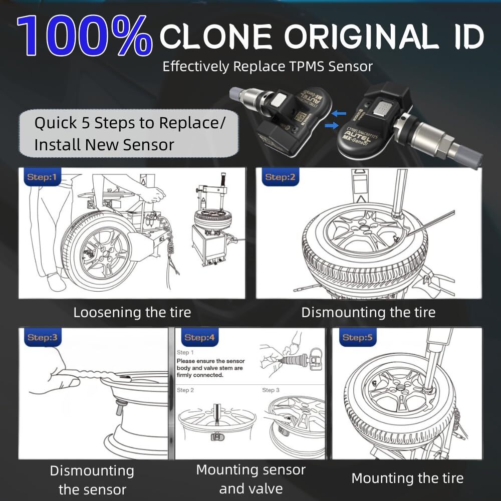 Autel MX-Sensor Universal Programmable TPMS Sensor 315 & 433MHz Pressure Sensor