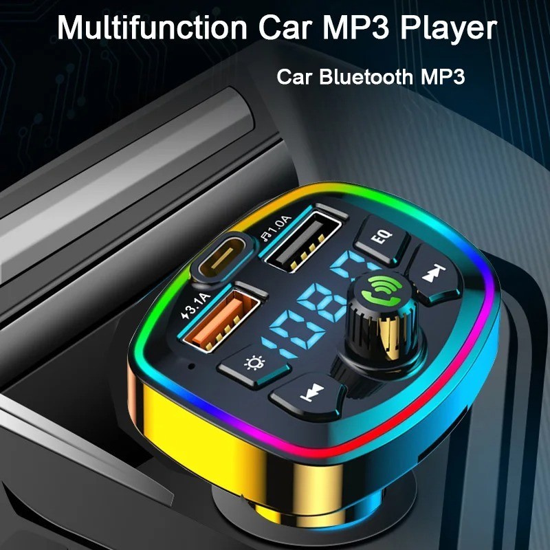 Car Bluetooth 5.0 FM Transmitter MP3 Player Dual USB Charger