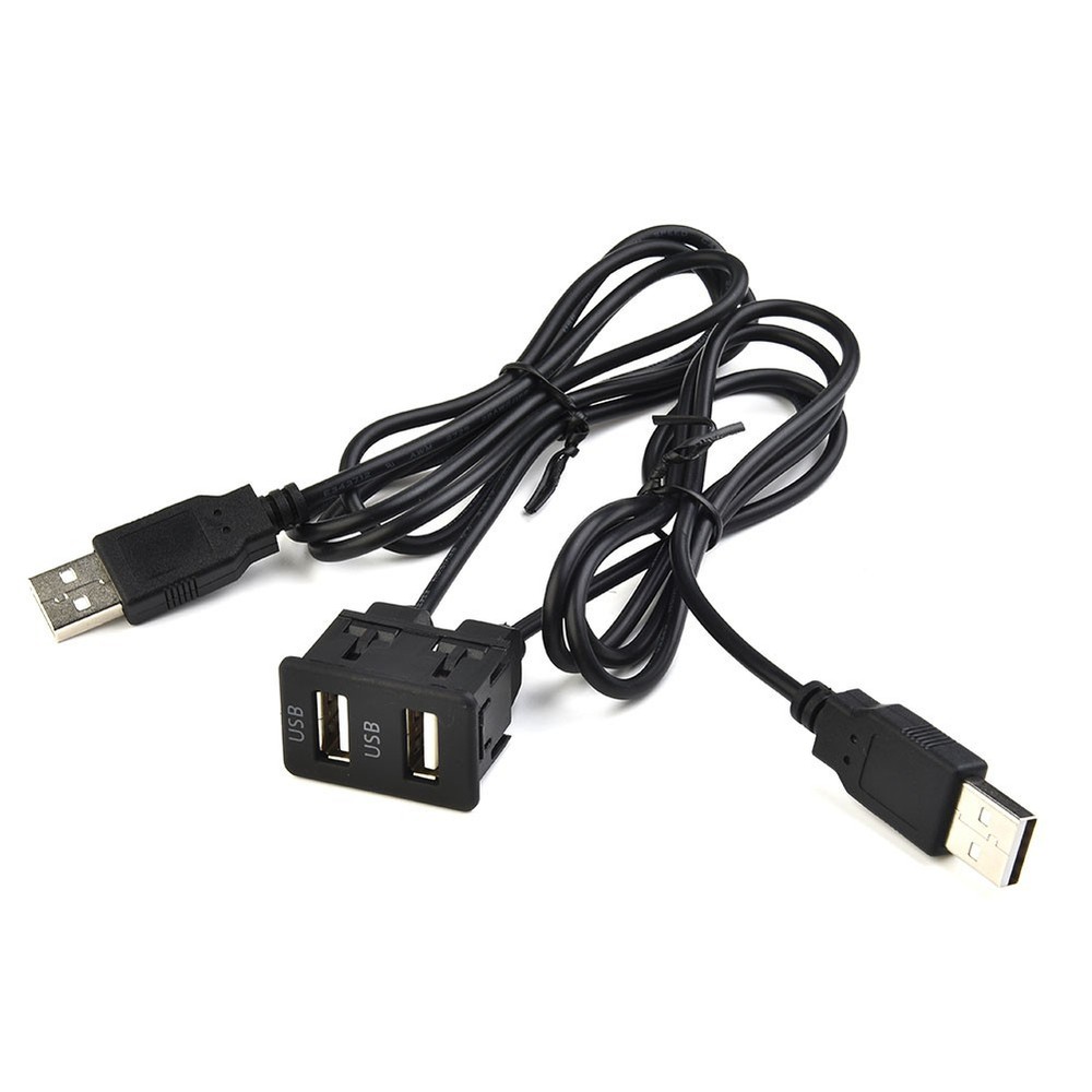 150CM Car Dash Flush Mount AUX USB Port Panel Dual USB Extension Adapter Cable